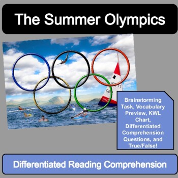 Preview of Summer Olympics Text and Easy Reading Comprehension with Visual Support