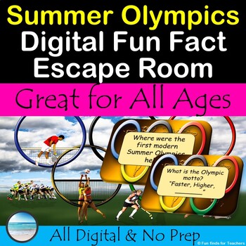 Preview of Summer Olympics 2024 Digital Escape Room Internet Scavenger Hunt End of Year