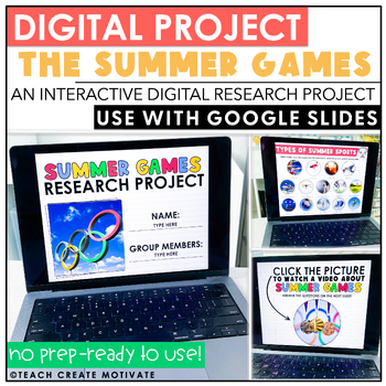 Preview of Summer Olympics 2024 Digital Research Project w/ Reading & Writing Activities