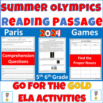 Preview of 2024 Summer Olympics Reading Comprehension Passage Questions End of Year 5th 6th