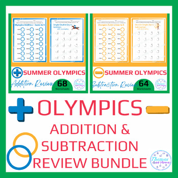 Preview of Summer Olympics Addition & Subtraction Review Worksheets Bundle