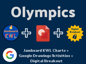 Preview of Summer Olympics Digital Bundle (Jamboard KWLs, Digital Art, Digital Breakout)