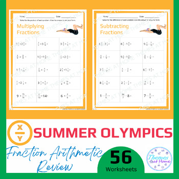 Preview of Summer Olympics Fraction Arithmetic Review Worksheets