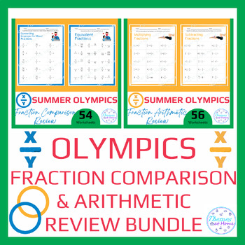 Preview of Summer Olympics Fraction Comparison & Arithmetic Review Worksheets Bundle