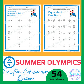 Preview of Summer Olympics Fraction Comparison Review Worksheets