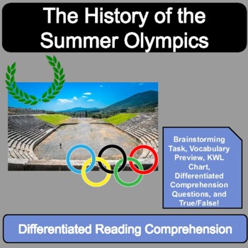 Preview of Summer Olympics History Easy Reading Comprehension for Special Ed