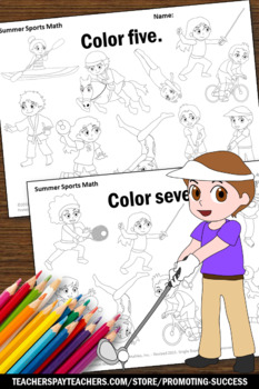 Download Counting 1-10 Number Words Summer Sports Kindergarten Math Coloring Sheets