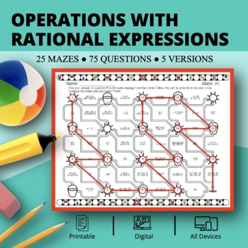 Preview of Summer: Operations with Rational Expressions Maze Activity