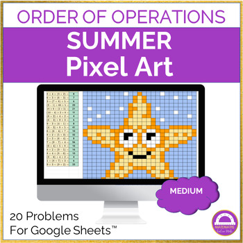 Preview of Summer Order of Operations Medium Pixel Art Google Sheets
