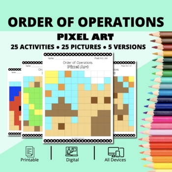 Preview of Summer: Order of Operations Pixel Art Activity