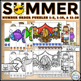 Summer Ordering Numbers Puzzle Bundle for Math Centers {co