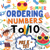 Summer Ordering numbers to 10 missing numbers counting to Ten