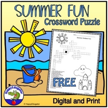 Preview of FREE Summer Crossword Puzzle - Outdoor Fun