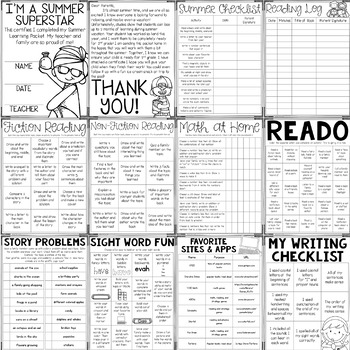 Summer Packet for 1st Graders {Worksheets, Checklists, Activities, and