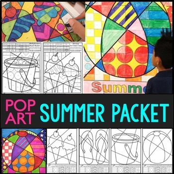 Preview of Pop Art Style Summer Packet BUNDLE | Fun Math and Art Activities!