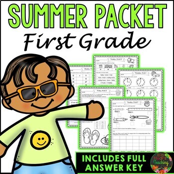 Preview of First Grade Summer Packet (Summer Break Review, Homework Pages & Summer School)