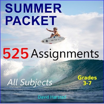 Preview of Summer Packet | 525 Assignments | Reading, Writing, Math, Art... (Gr. 3-7)