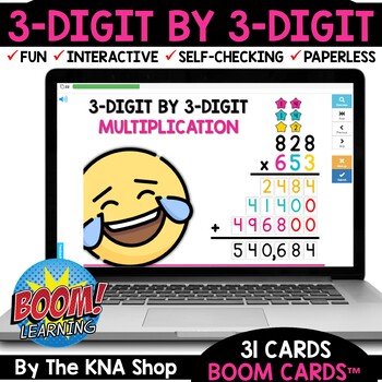 Preview of 3 Digit by 3 Digit Multiplication Boom Cards Distance Learning