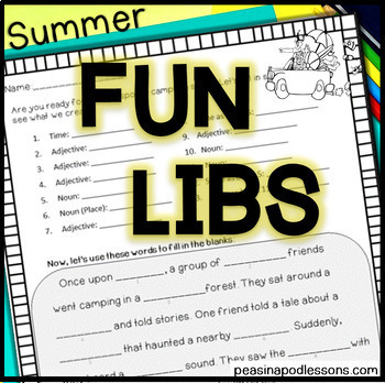 Preview of Summer Packet Fun like Summer Mad Libs ™ Kids School Activities Madlibs June