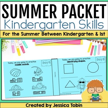 Preview of Summer Packet Kindergarten - Spiral Summer Review - Summer Practice Packet
