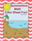 Summer Packet: Math Summertime Color Sheet Fun!
