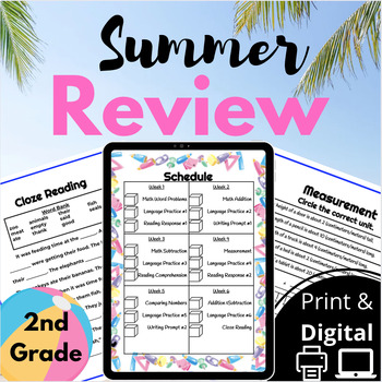 Preview of Summer Packet NO PREP End of the Year Review (2nd Grade) Digital & PDF BUNDLE