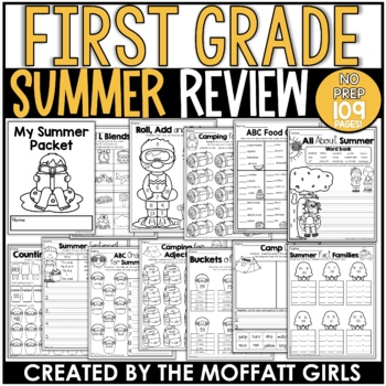 Preview of Summer Packet NO PREP Review (1st Grade) Summer Bucket List
