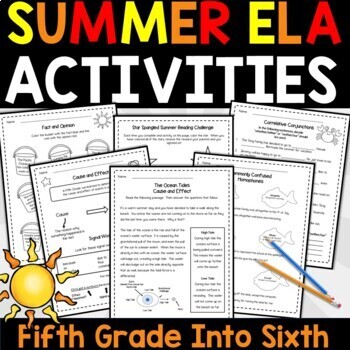 Preview of Summer Packet Review ELA - Fifth Grade Summer Review