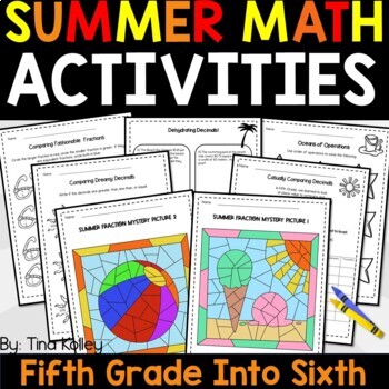 Preview of Summer Packet Review Math - Summer Review Math - Fifth Grade