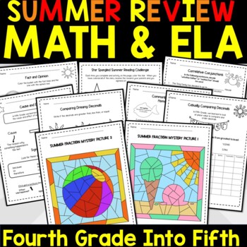 Preview of Summer Packet Review - Summer Review Math & ELA - 4th Grade