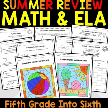 Preview of Summer Packet Review - Summer Review Math & ELA - 5th Grade into 6th Grade