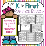 Summer Packet Review for students going from K to first, e