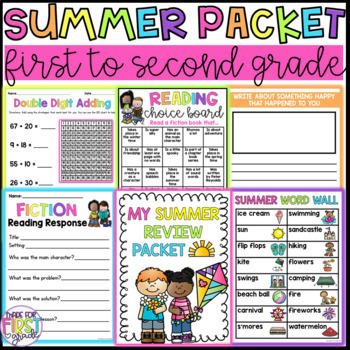 Preview of Summer Packet: Summer Slide Review Packet: First to Second Grade