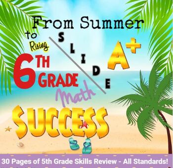 Preview of Summer Packet Math for 5th grade to 6th grade transition, home or summer school