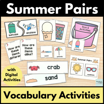 Summer Pairs Vocabulary Activities for Language Word Associations ...