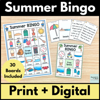 Preview of Summer Pairs Bingo Game with Riddles Inference Clues for Vocabulary & Language
