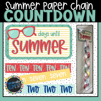 Countdown to Summer Bright or Pastel Rainbow Paper Chain Yarn Craft for  Kids & Adults 
