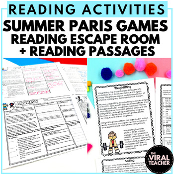 Preview of Summer Paris Games 2024 Reading Escape Room and Reading Passages with Questions