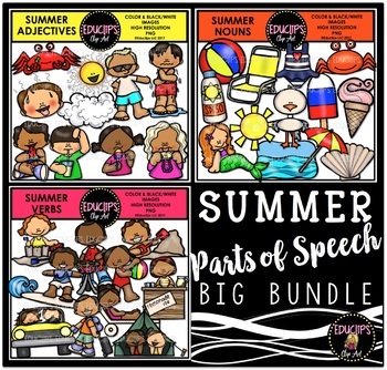 Preview of Summer - Parts Of Speech Clip Art Big Bundle {Educlips Clipart}