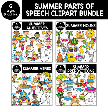 Preview of Summer Parts of Speech Clipart Bundle