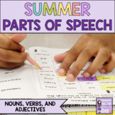 Summer Parts of Speech Worksheets | Nouns, Verbs, and Adjectives