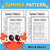 Summer Pattern Worksheet for Kindergarten.