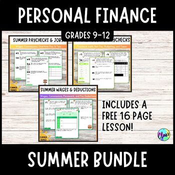 Preview of Summer Personal Finance Bundle End of the Year High School Math | Summer School