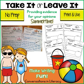Preview of Summer Fun Opinion Writing Prompts 1st 2nd 3rd Grade Work Activity Pages Packet