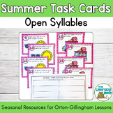 Summer Phonics Activities Task Cards for Open Syllables Review