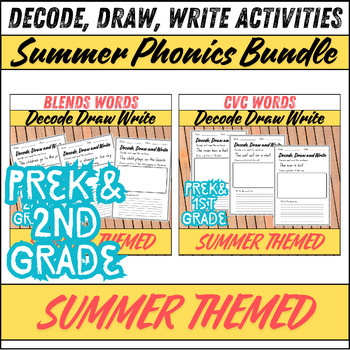 Preview of Summer Phonics Bundle: Exciting Decode, Draw, Write Activities for Early Learner