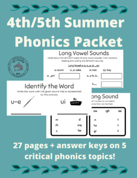 Preview of Summer Phonics Packet (4th/5th Grade)