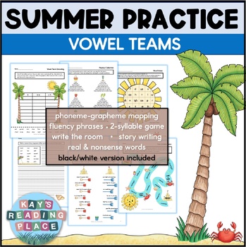 Preview of Summer Phonics Review & Practice Packet - Vowel Teams | No Prep