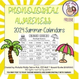 Phonological Awareness Summer Calendars ~ 2022 ~ {FREEBIE}