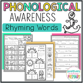 Summer Phonological Awareness Rhyming Words Worksheets